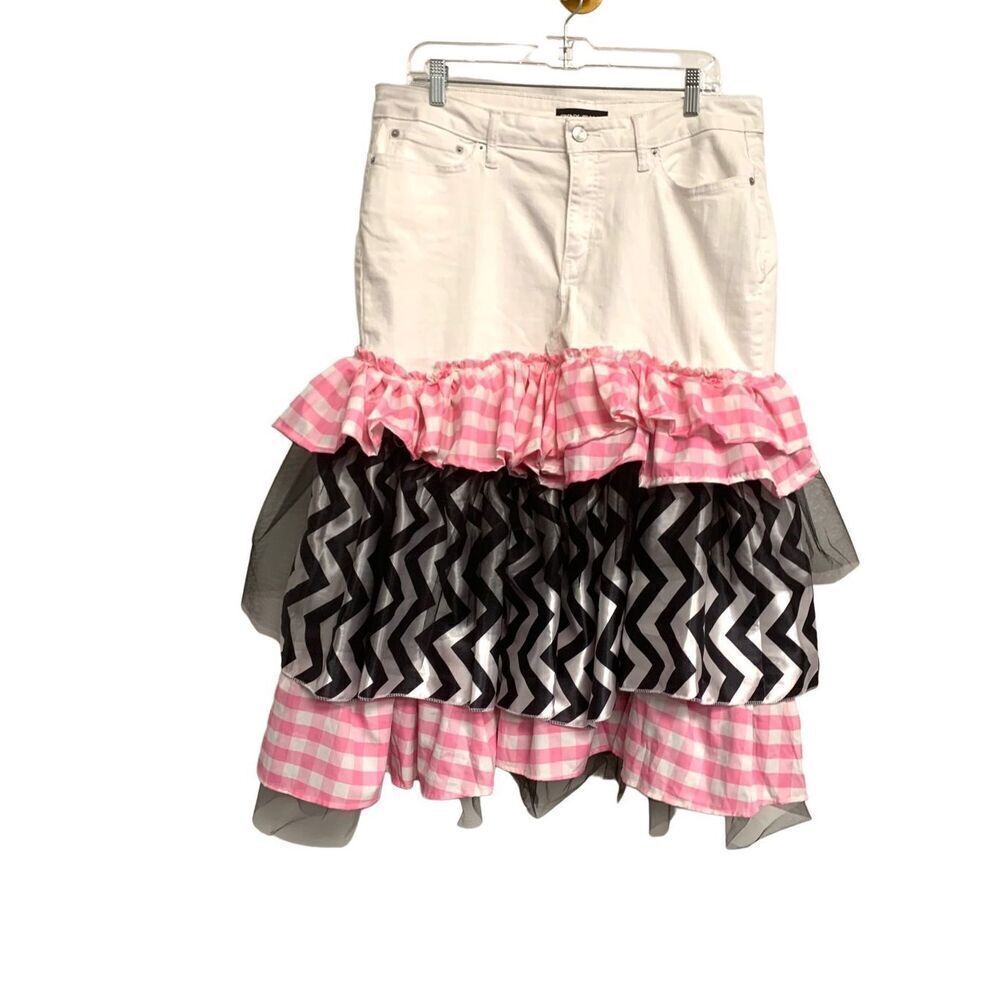 Handmade Upcycled denim ruffled skirt - Picture 2 of 6